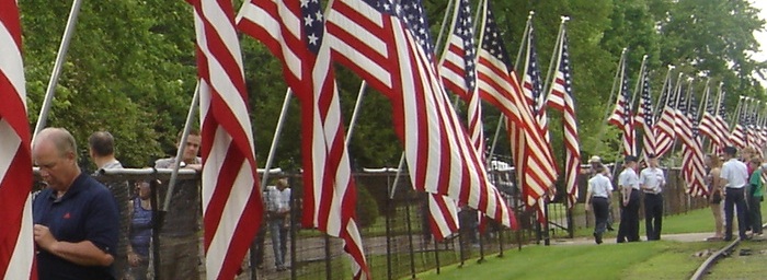 Memorial Day Flags On Fence