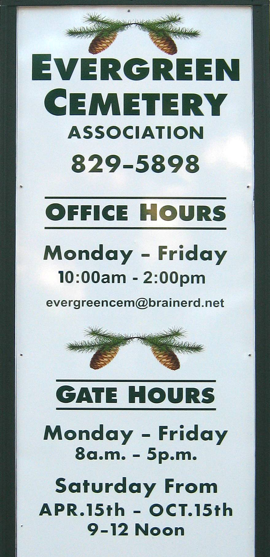 Evergreen Cemetery Office Hours